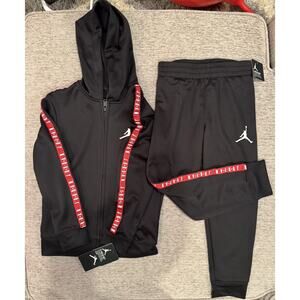 Nike Jordan Sweatsuit Kids 5-6 NWT Black Red New Zip Tracksuit Jogger Jacket